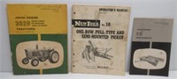 (2) Vintage John Deere manuals and New Idea 1 row