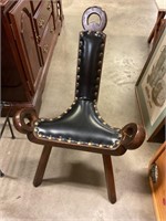 Wood and leather birthing chair