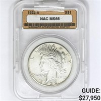 1922-S Silver Peace Dollar NAC MS66
