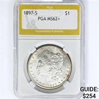 1897-S Morgan Silver Dollar PGA MS62+