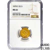 1878-S $2.50 Gold Quarter Eagle NGC MS61