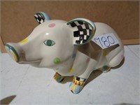 Mackenzie Child's Style Art Pottery Piggy Bank