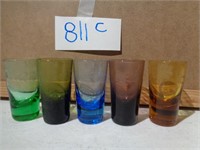 Etched Multi-colored w/Wheat Pattern Shot Glasses