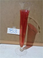 Vintage Cranberry Fluted Bud Vase 10in
