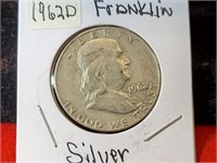 1962 D  Silver Franklin Half Dollar