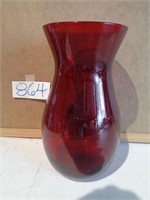 Large Ruby Vase looks Hand Blown 9in