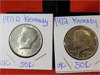 (2) UNC Kennedy Half Dollars 1972 & 1977 D