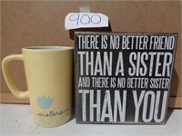 Sisters Coffee Cup & 'Wall Hanging 6 x 6