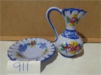 Hand Painted Bowl  & PItcher Set Portgual 7in