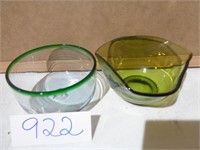 Pair of Green Glass Bowls Round