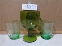 Coin Dot Vintage Goblet 2 tag Green Glasses