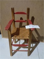 Vintage Doll High Chair Caned Seat Wood Perimeter