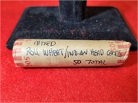 Roll of Indian Head & Wheat Pennies
