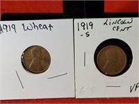 (2) 1919 & 1919 S Wheat / Lincoln Pennies