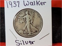 1937 Silver  Walking Liberty Half Dollar