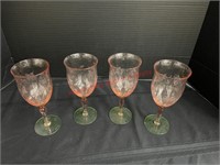 (4) Depression Uranium Glass Water Goblets