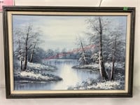 Large Handpainted Framed Picture 41"x29"