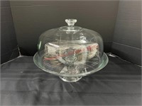 Heavy Clear Glass Cake Stand w/ Lid