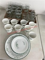 (3) Flats Corelle Callay Ivy Dishes & Glasses
