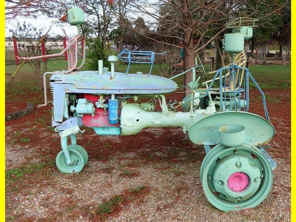 Tractor Yard Art, light green