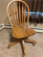 Wooden desk chair with wheels