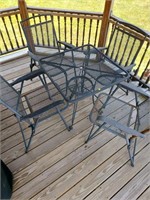 5pc outdoor set folding chairs metal