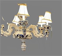 Large hand painted ceramic chandelier