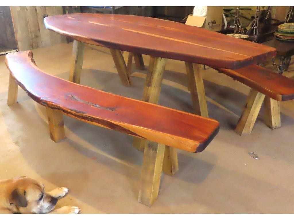 Hand Made Custom Cedar Table with 2 Benches