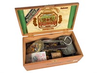 Cigar Box of Miscellaneous Items