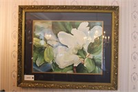 Framed Picture By Vernon Of White Magnolias