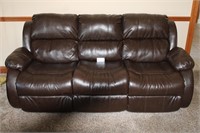 Brown Leather Reclining Sofa 86"W