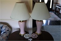 Pair Of Pink Table Lamps 33"T