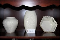 (3) Lenox Vases & Dish