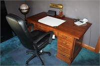 (7) Drawer Desk With Desk Chair, Desk Lamp & Misc.
