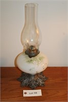 Metal Base Flower Painted Oil Lamp