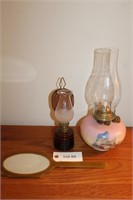 (2) Oil Lamps With Vanity Mirror