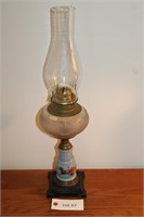 Beautiful Metal Base Painted Oil Lamp