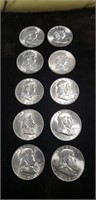 (10) 1960 Silver Half Dollar Coins