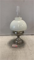 Vintage Oil Lamp With Milkglass Shade