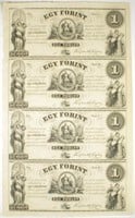 Hungary. Uncut Sheet 1840s Egy (One) Forint