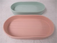 (2) Catchall Tray, Green & Coral
