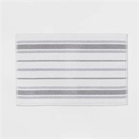 20"x34" Striped Performance Cotton Bath Mat Gray -