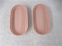 (2) Earthenware Catchall Tray, Tan
