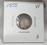 1855 Three Cent Silver VF