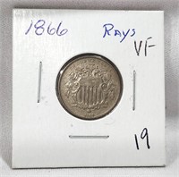 1866 Rays Nickel VF
