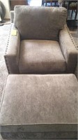 FABRIC CHAIR AND OTTOMAN