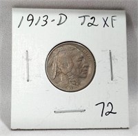 1913-D T.2 Nickel XF