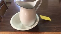 ENAMELWARE PITCHER AND BASIN