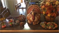 TURKEY COOKIE JAR, AND ASSORTED FALL DECOR