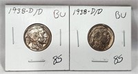 (2) 1938-D Nickels BU